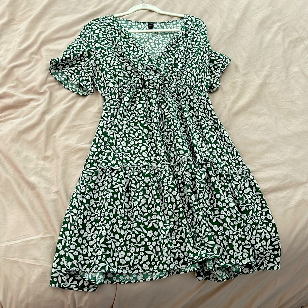 Green floral dress